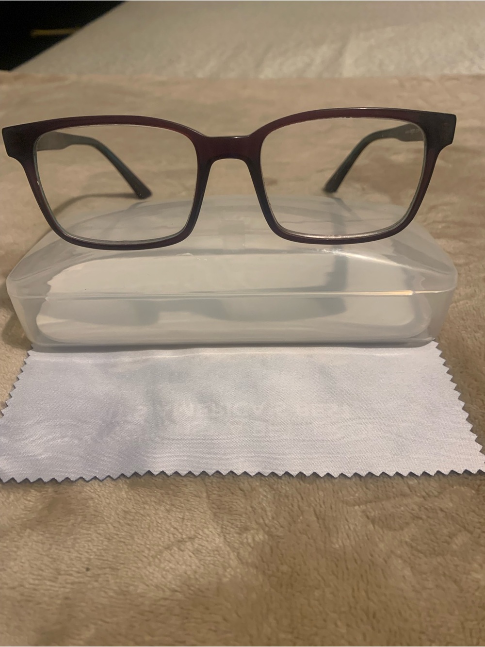 Classic Girls Rectangular Eyeglass Frames in Dark Burgundy with purple